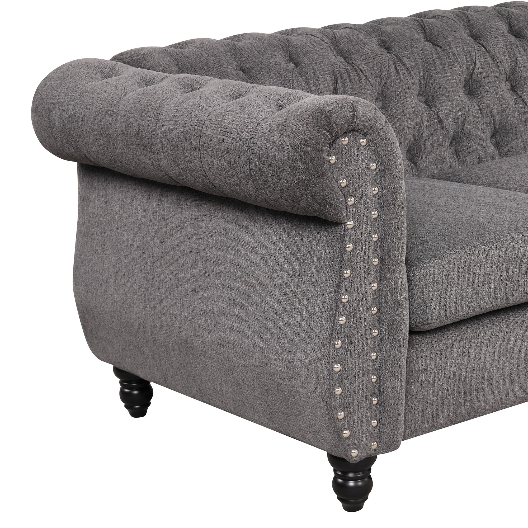 Modern Sofa Dutch Plush, Upholstered Sofa, Solid Wood Legs, Buttoned Tufted Backrest