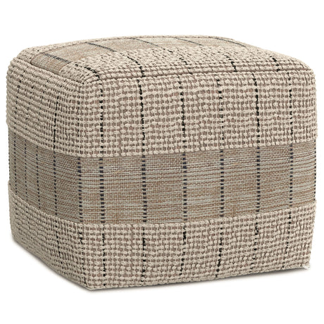 Elmer - Square Woven Pouf - Natural / Gray - view 4