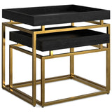Macy - 2 Pieces Nesting Table - Black / Gold by Simpli-Home | Bel Furniture