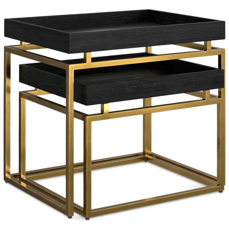 Macy - 2 Pieces Nesting Table - Black / Gold by Simpli-Home | Bel Furniture