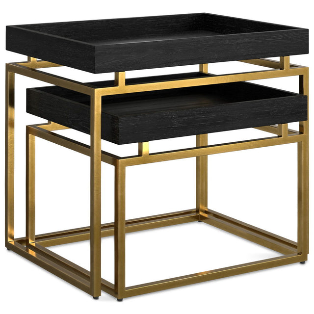 Macy - 2 Pieces Nesting Table - Black / Gold by Simpli-Home | Bel Furniture