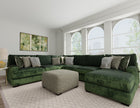 Corinthian Emerald Plush 3-Piece Sectional Sofa with Chaise
