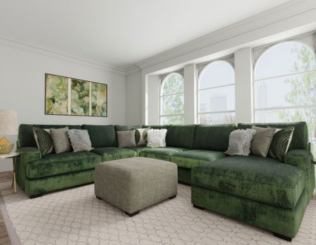 Corinthian Emerald Plush 3-Piece Sectional Sofa with Chaise - view 9