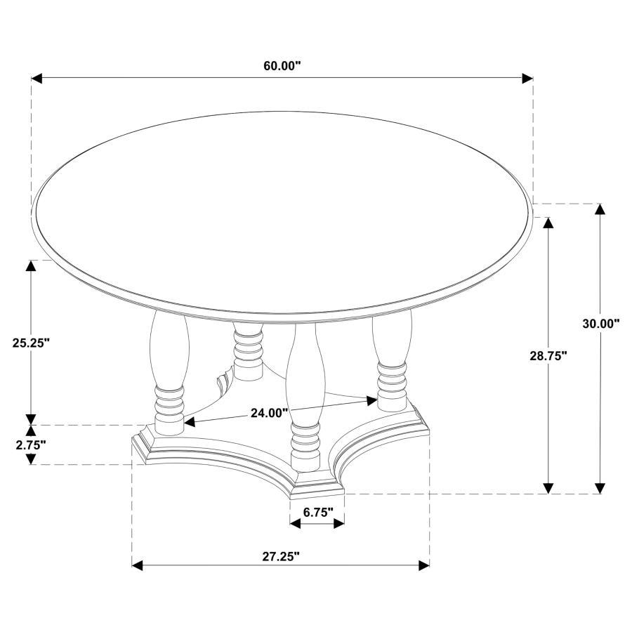 Landon - Round Wood Pedestal Dining Table - Rich Brown by Coaster Fine Furniture | Bel Furniture