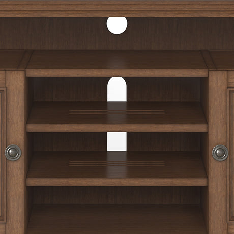 Amherst - TV Media Stand - Rustic Natural Aged Brown by Simpli-Home | Bel Furniture