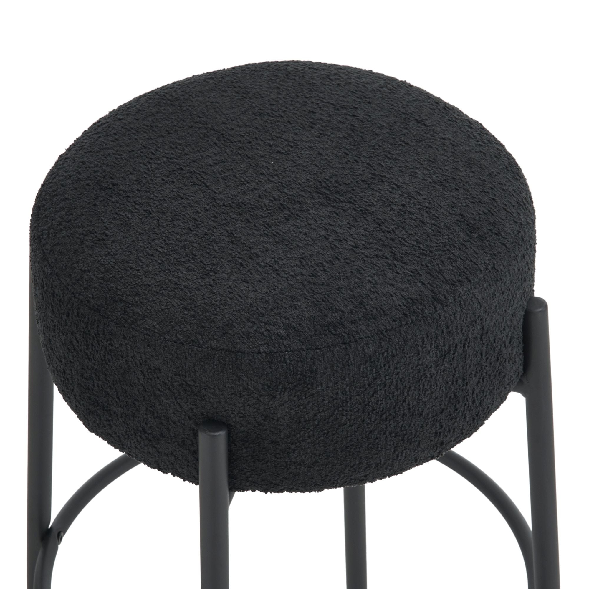 Round High Bar Stools (Set of 2), Contemporary Upholstered Dining Stools For Kitchens, Coffee Shops And Bar Stores