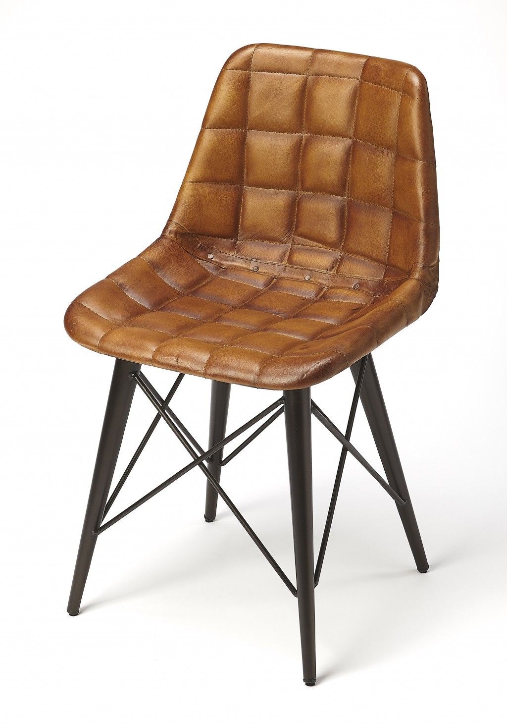 Faux Leather Tufted Side Chair - Brown