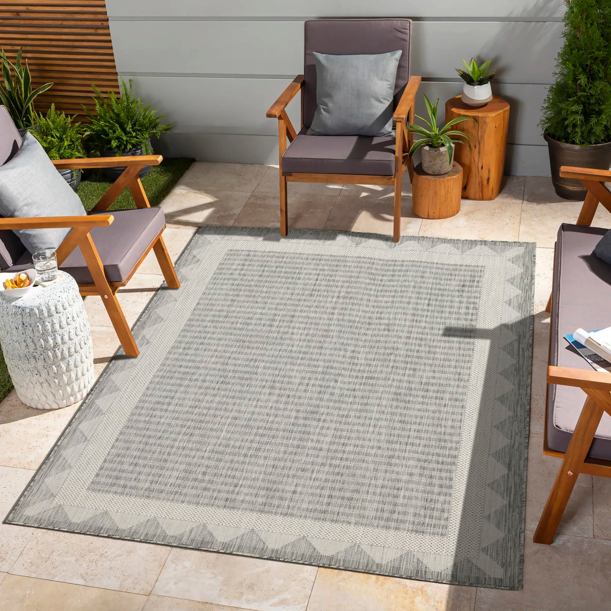 Sunshine - 2'7" X 7'3" Indoor, Outdoor Area Rug, Polypropylene - Silver by Icona Home Decor | Bel Furniture