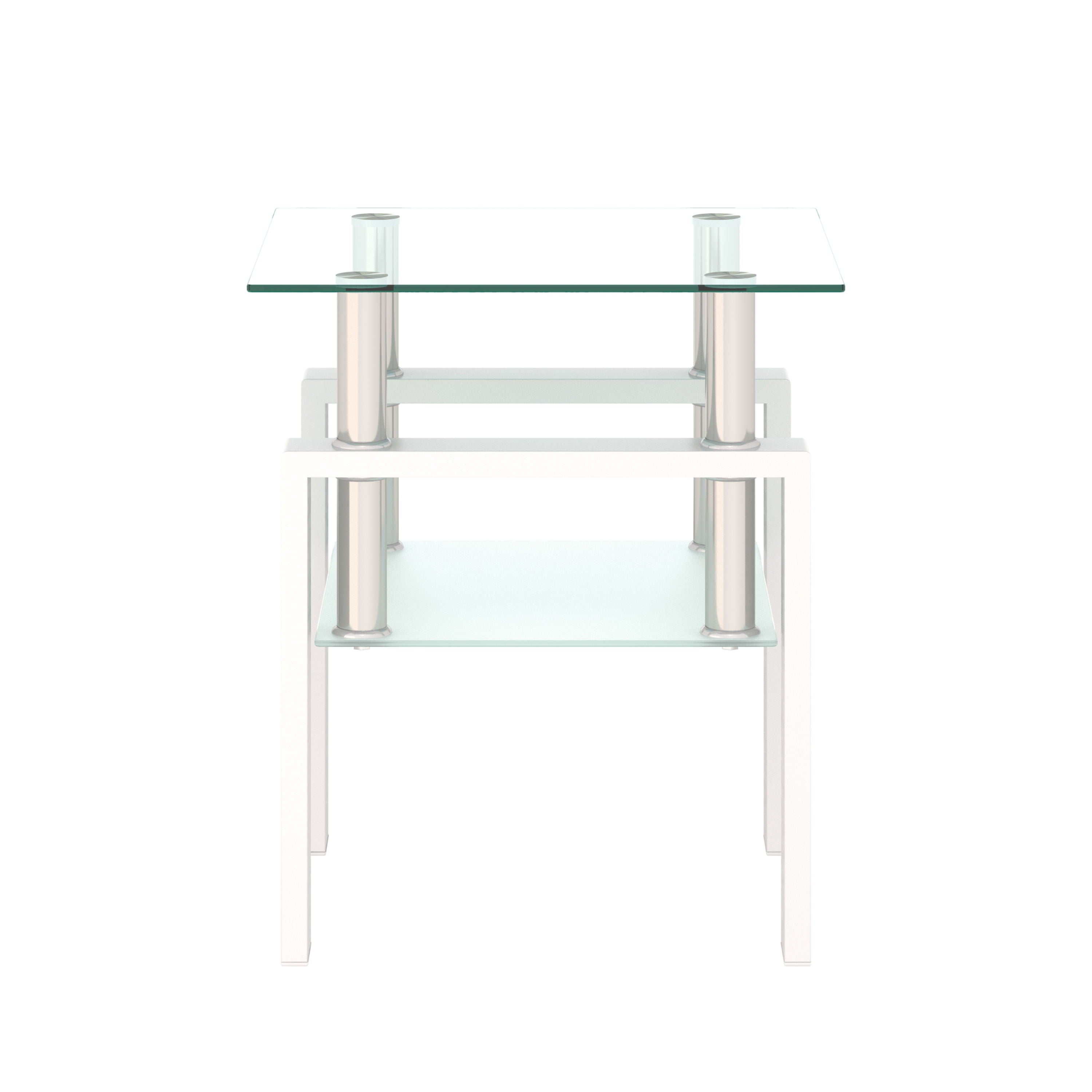 Modern Tempered Glass Tea Table, End Square Table For Living Room