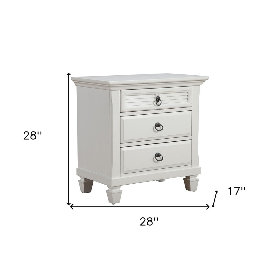 Plantation 3 Drawer Nightstand - White