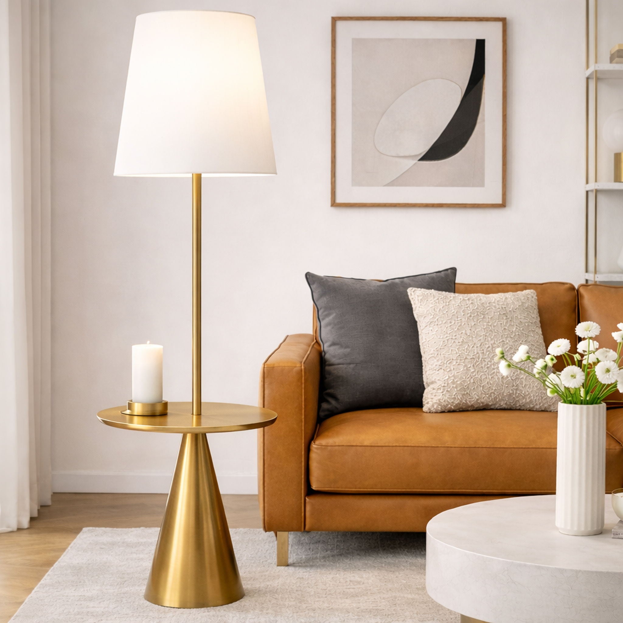 Bel Furniture Celestial Floor Lamp with Accent Table - Thumbnail 2