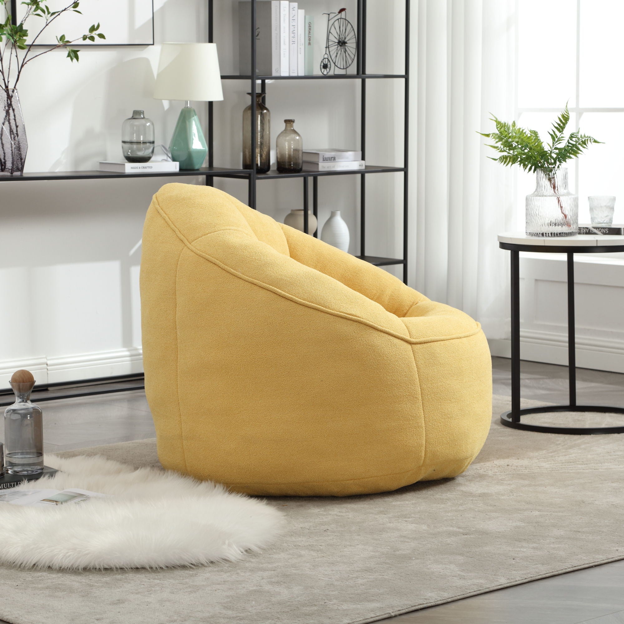 Bedding Bean Bag Sofa Chair High Pressure Foam Bean Bag Chair Adult Material With Padded Foam Padding Compressed Bean Bag With Footrest