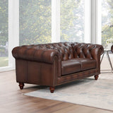 Alton Bay-Top Grain Leather Loveseat - Brown by Hydeline Furniture | Bel Furniture