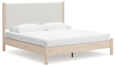 Cadmori - Upholstered Panel Bed Beige King by Signature Design by Ashley® | Bel Furniture
