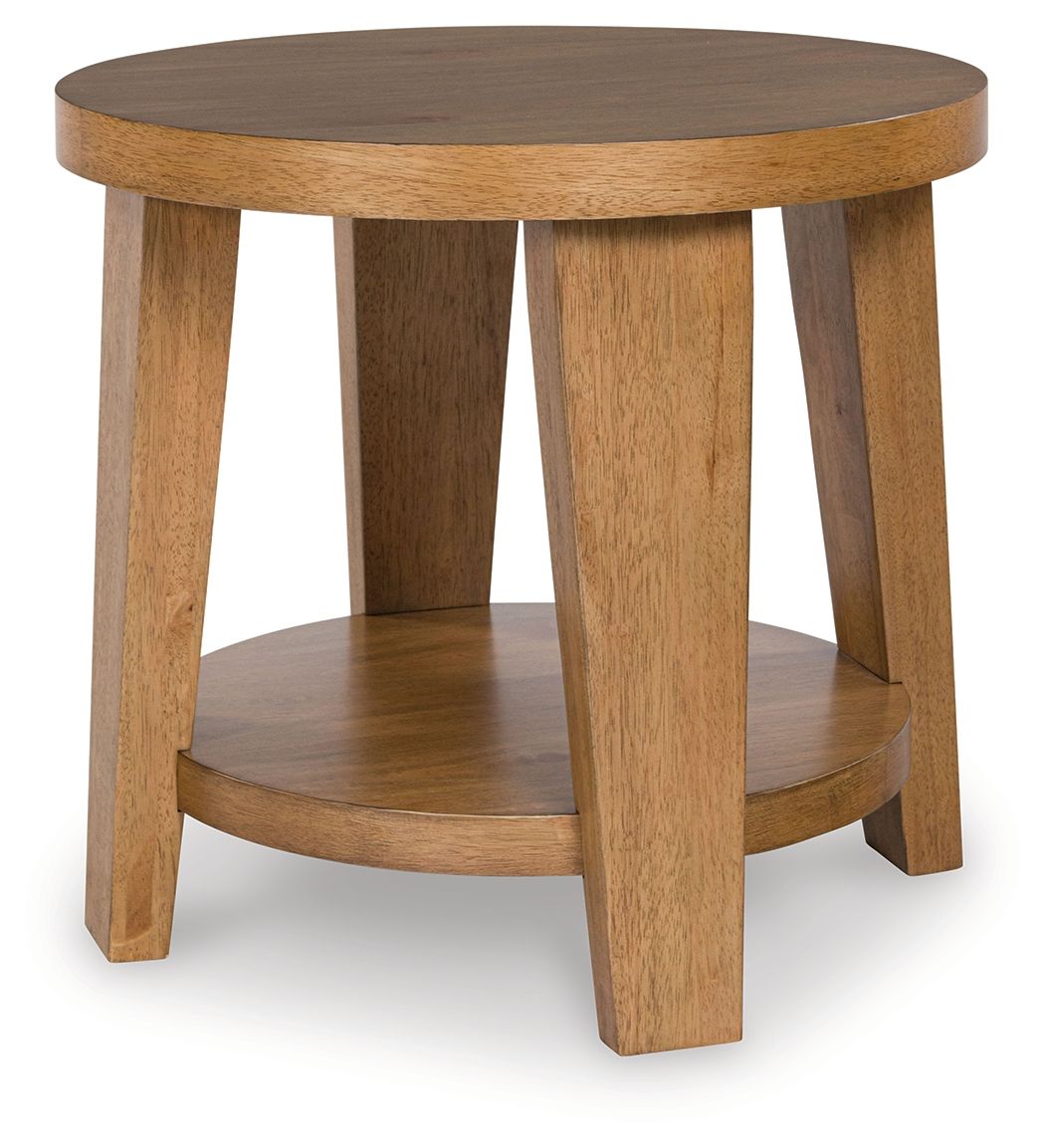 Kristiland - Light Brown - Round End Table by Signature Design by Ashley® | Bel Furniture