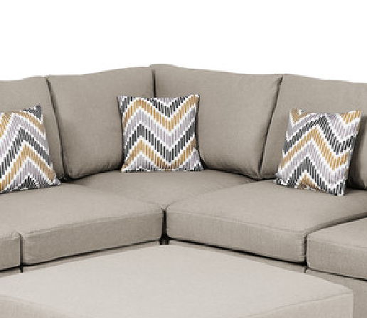 Amira - Fabric Reversible Sectional Sofa With Ottoman And Pillows