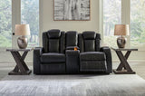 Caveman Den - Midnight - Power Reclining Loveseat with Console/ Adj Hdrst by Signature Design by Ashley® | Bel Furniture