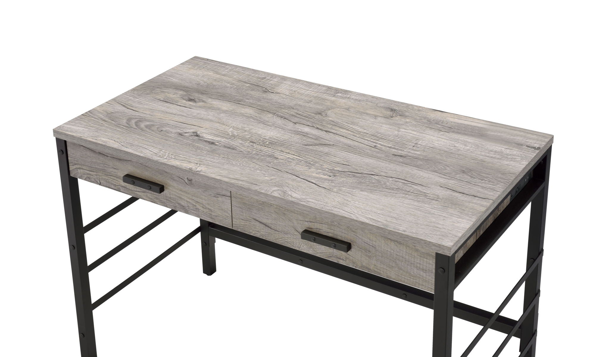 Disho - Weathered Writing Desk With USB - Oak