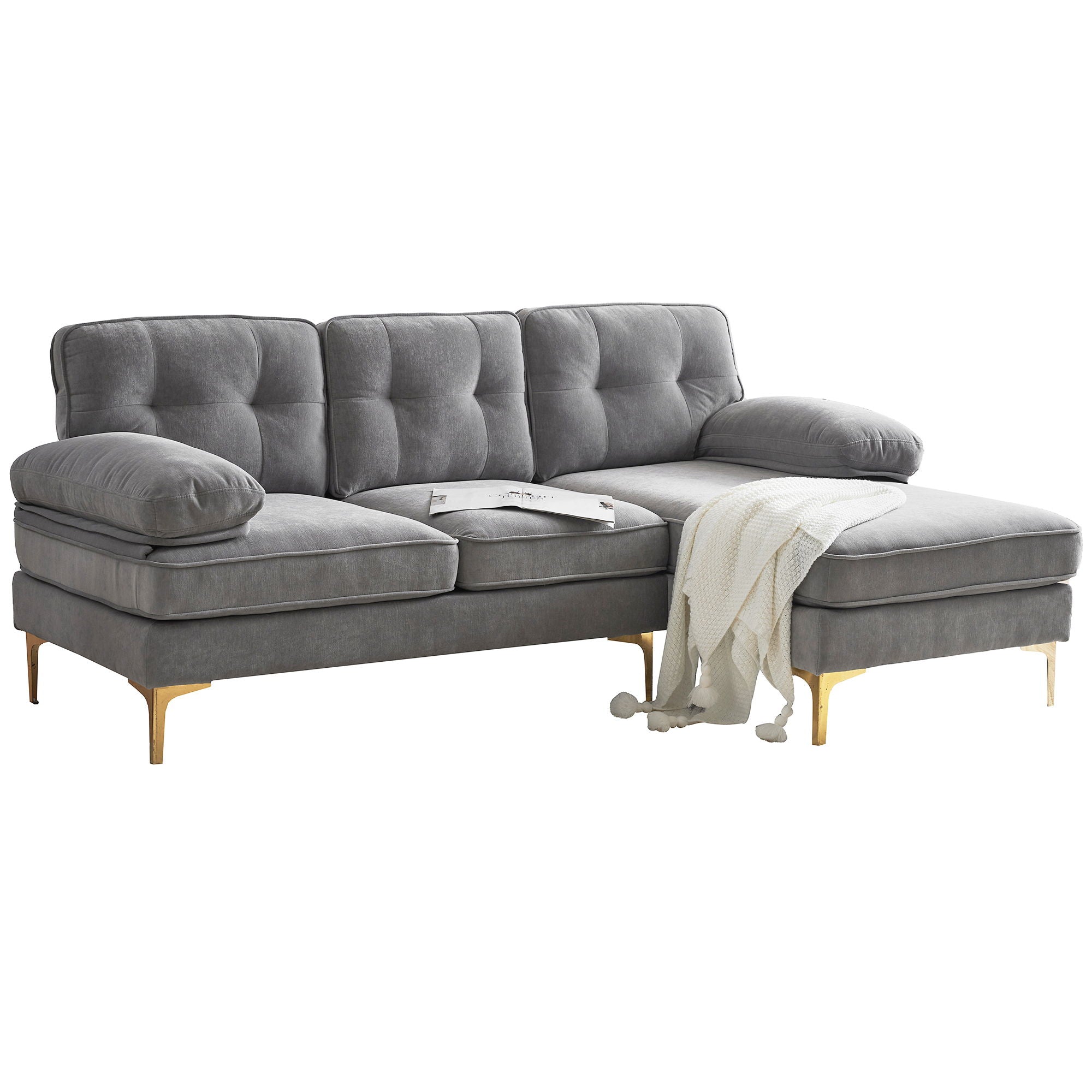 Modern Sectional Sofas Couches Velvet L Shaped Couches For Living Room, Bedroom