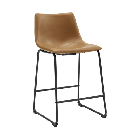 Industrial Counter Stools (Set of 2) Light Brown by Walker Edison | Bel Furniture