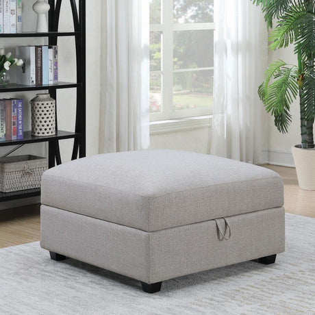 Cambria - Square Upholstered Storage Ottoman - Gray by CoasterElevations | Bel Furniture