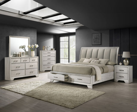 Jaymes - Bedroom Set White 5 Pc. Bed, Dresser, Mirror, Chest, Nightstand by Crown Mark | Bel Furniture