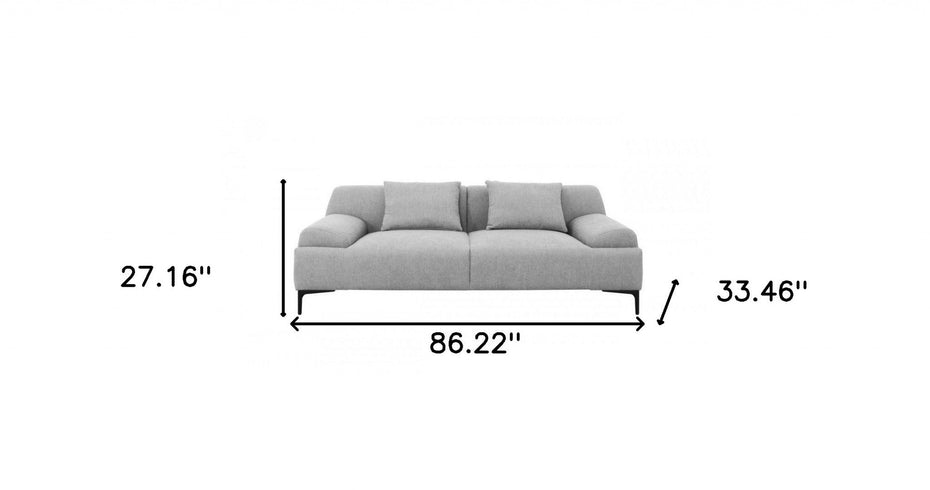 Sofa And Toss Pillows & Black Legs - Gray