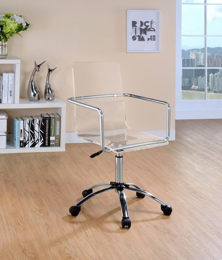 Amaturo - Acrylic Adjustable Home Office Desk Chair - Clear