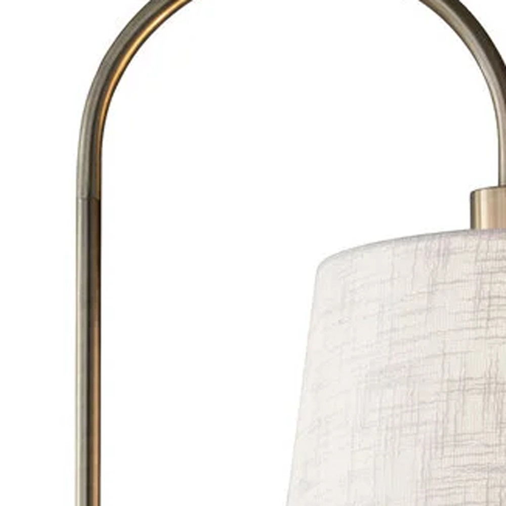 Tray Table Floor Lamp With White Solid Color Empire Shade - Brass