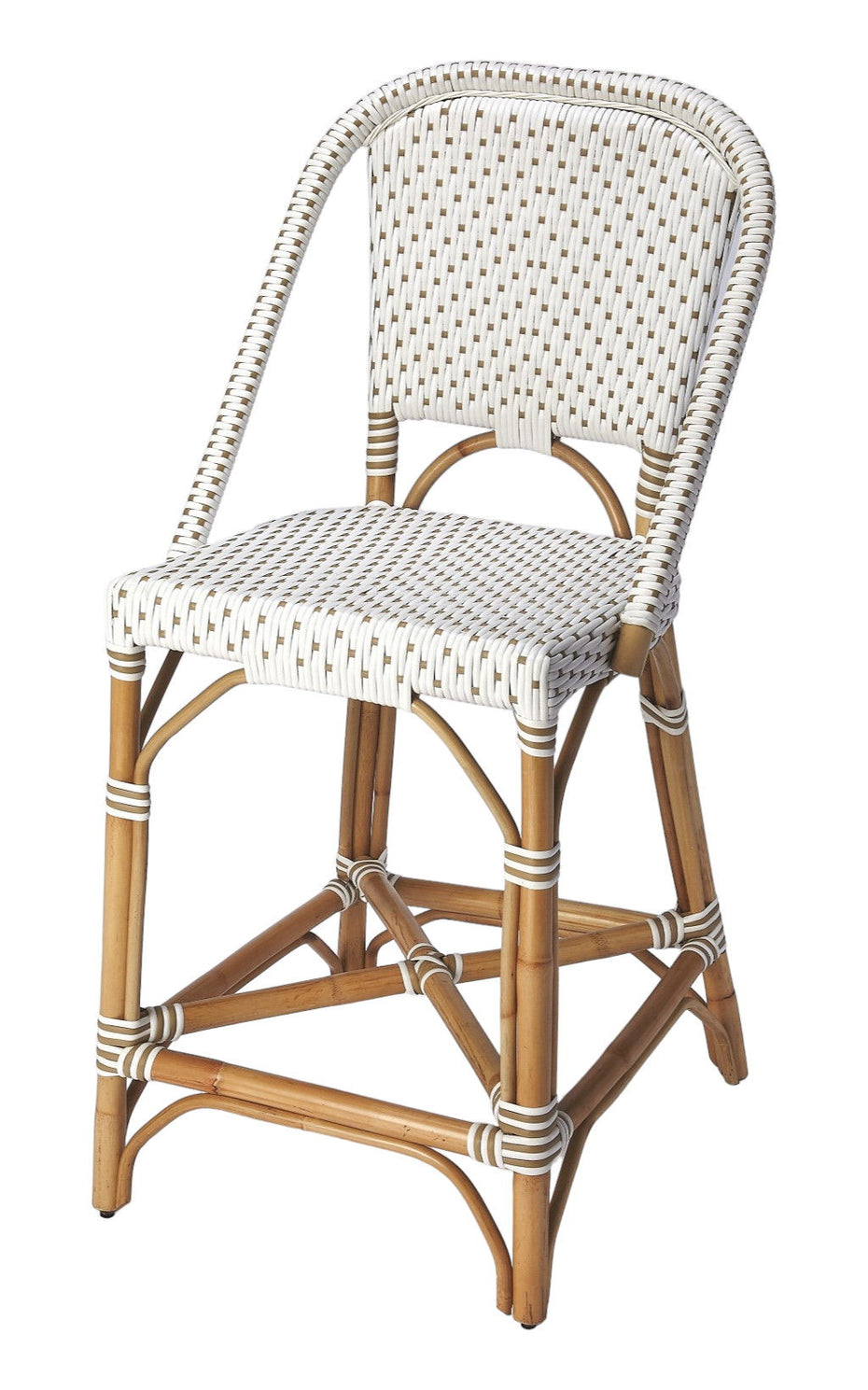 Rattan Bar Chair - White / Natural