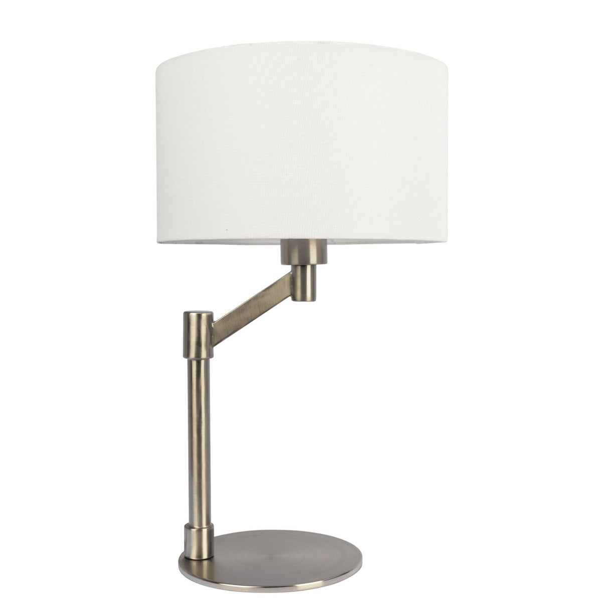 Horizon - Table Lamp With On / Off Switch Curved Base Linen Shade - Brushed Nickel / Silver / White by Ashcroft Furniture | Bel Furniture