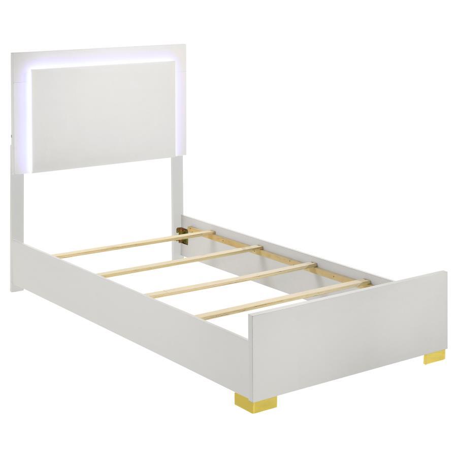 Marceline - Wood LED Panel Bed White Twin by Coaster Fine Furniture | Bel Furniture