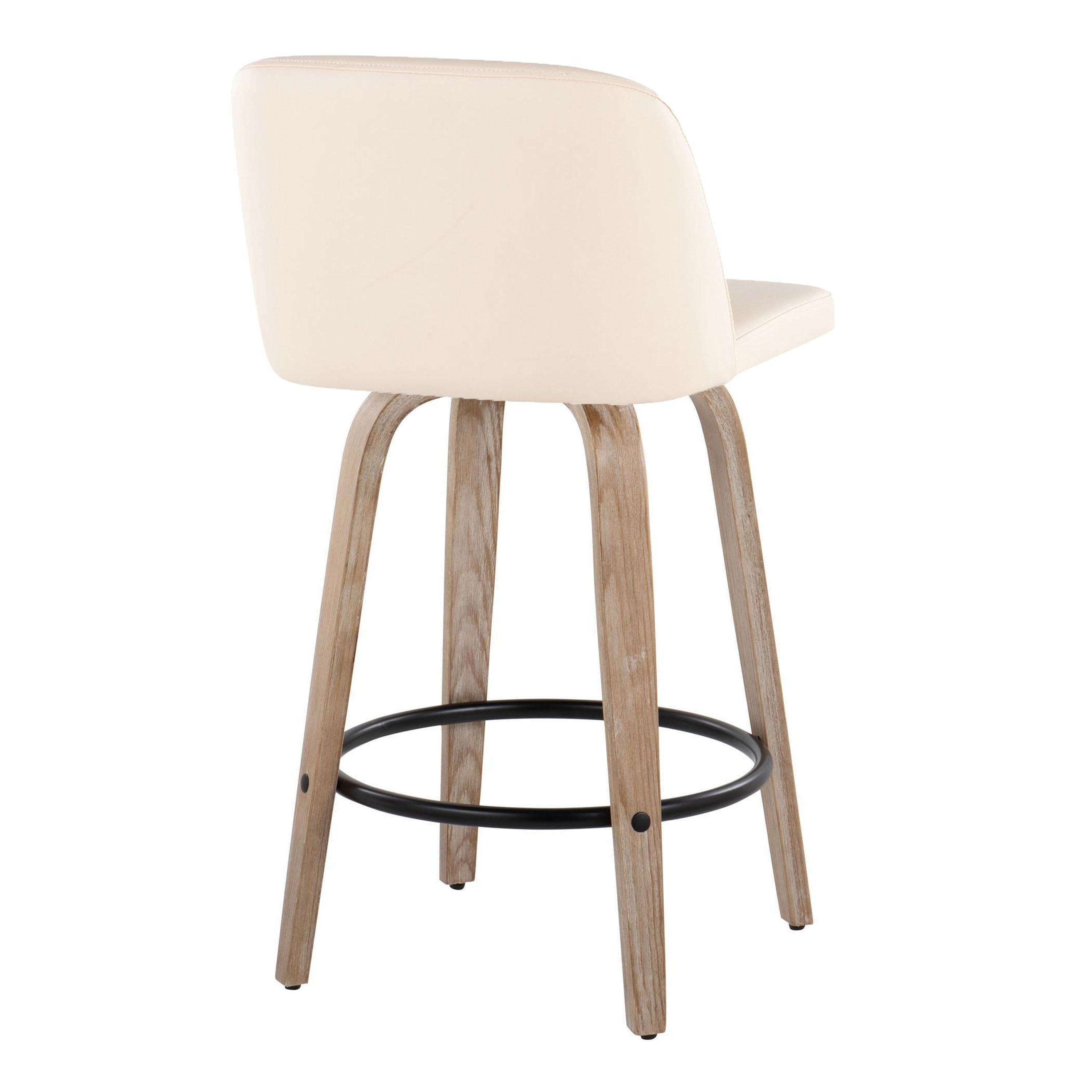 Toriano - Contemporary Fixed-Height Counter Stool & Swivel With Round Footrest (Set of 2)