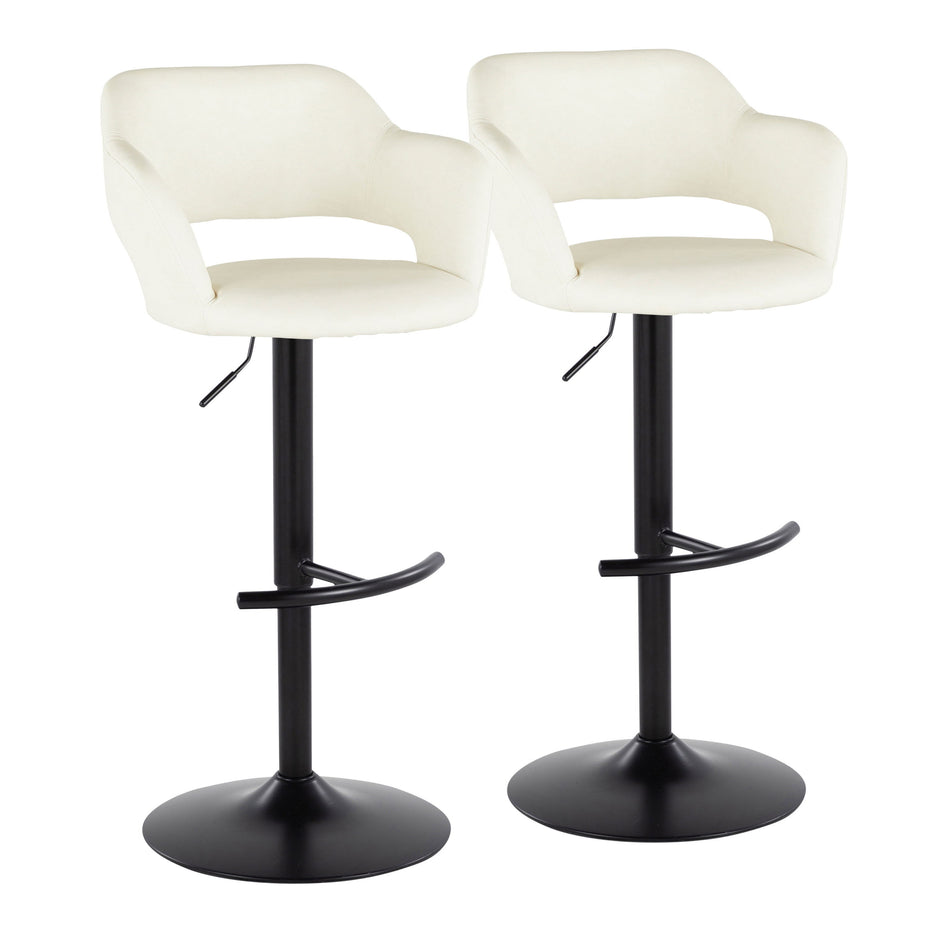 Margarite - Contemporary Adjustable Barstool With Swivel With Rounded T Footrest (Set of 2)