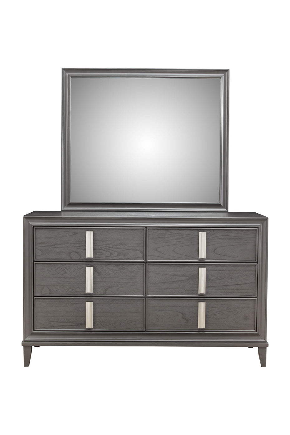 Solid Wood Six Drawer Double Dresser - Dark Gray