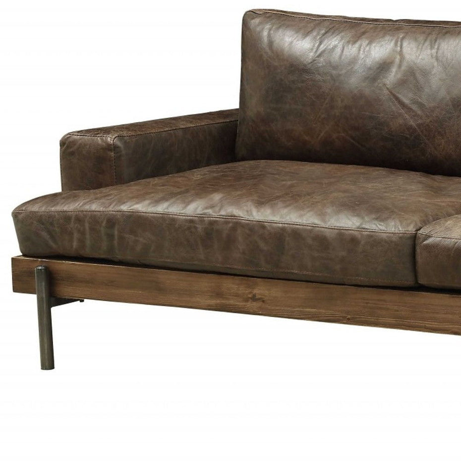 Top Grain Leather Sofa With Black Legs - Chocolate