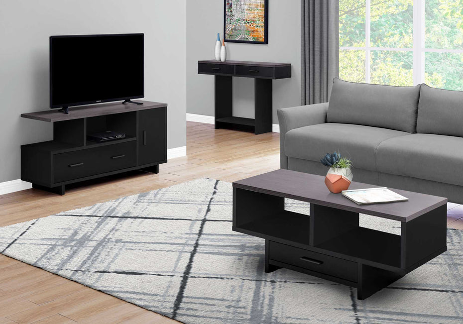 Top With Storage TV Stand - Black Gray