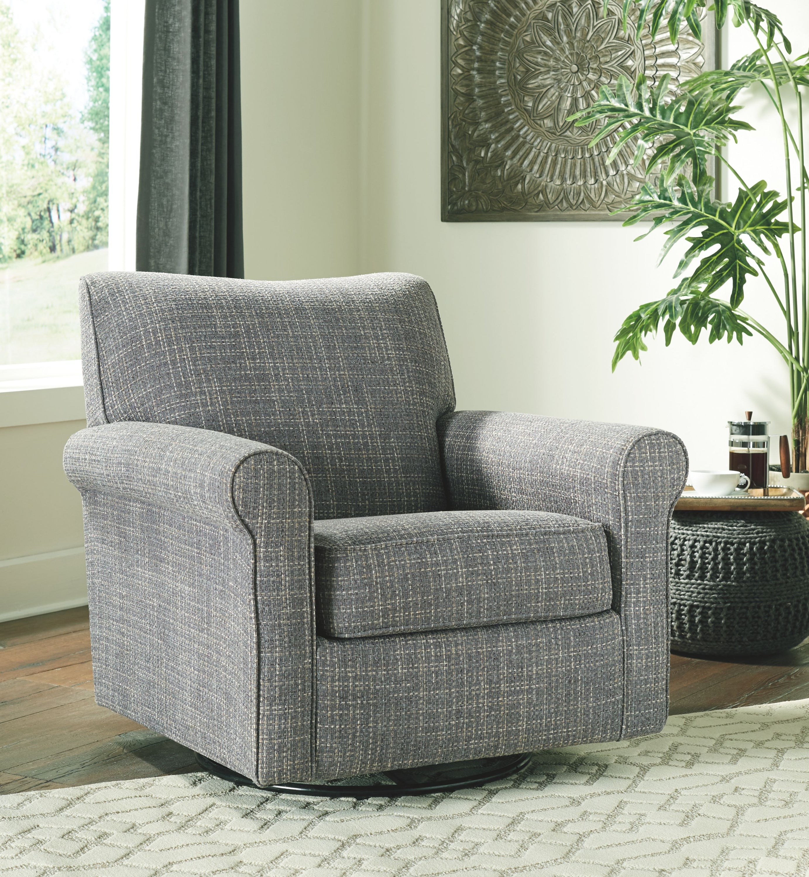 Renley - Ash - Swivel Glider Accent Chair