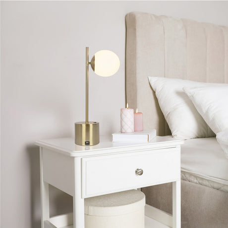Ethereal - Modern Small Table Lamp, Desk Lamp Fixture With Globe Shade - Gold / White - view 3