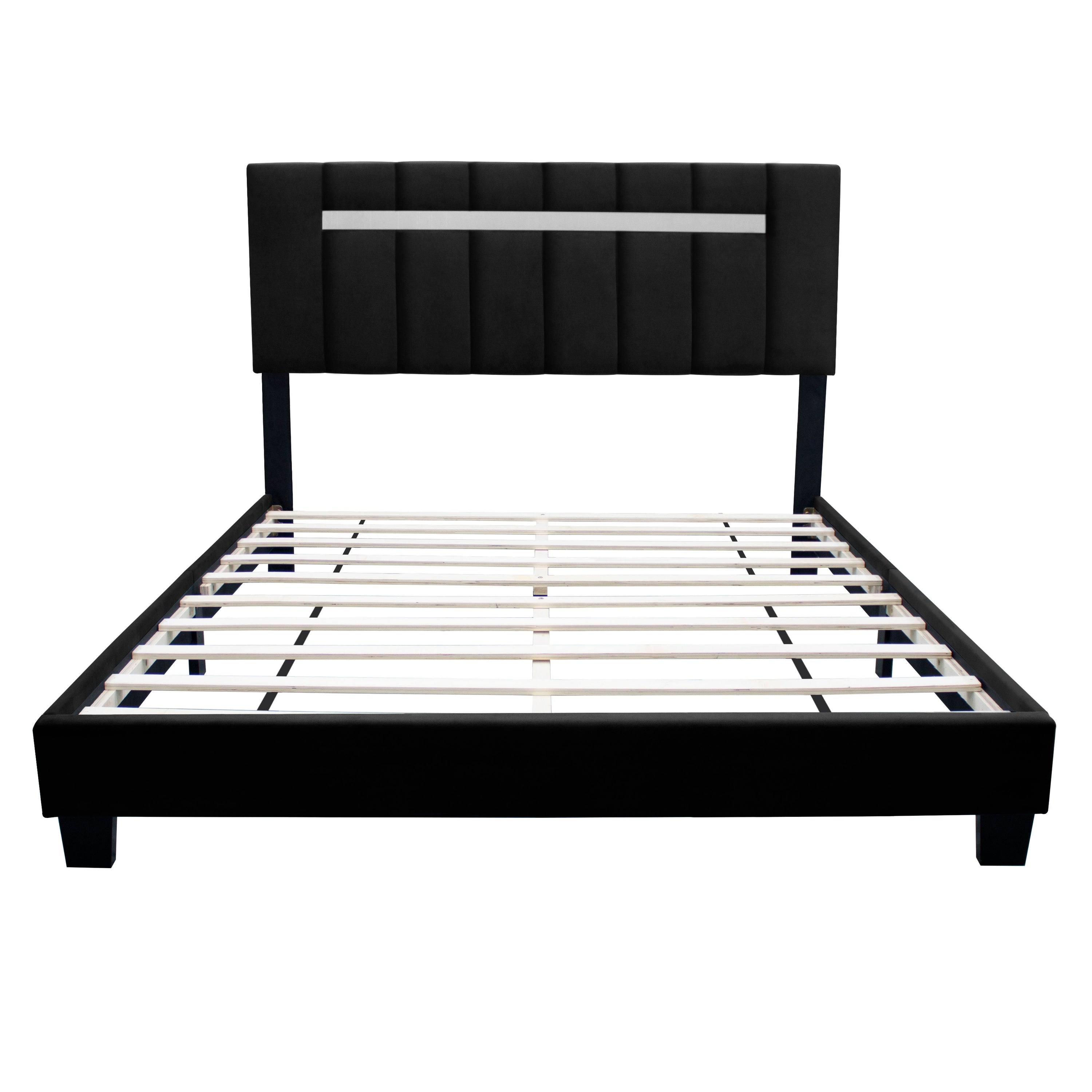 Queen Size Adjustable Upholstered Bed Frame Dark Velvet Collection Comfort And Simplicity