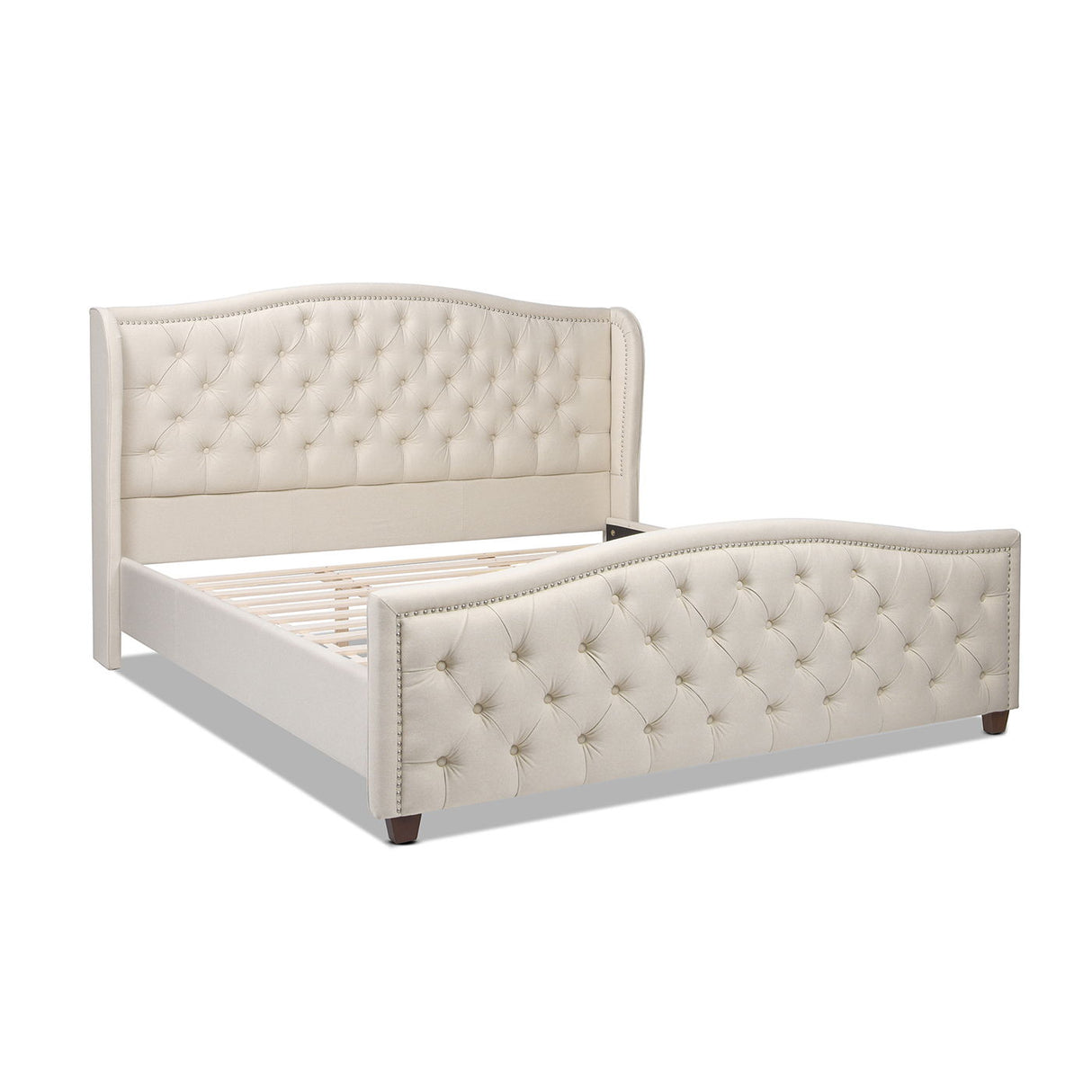 Fontana - Handcrafted Wingback Upholstered Platform Bed Frame by Jennifer Taylor Home | Bel Furniture