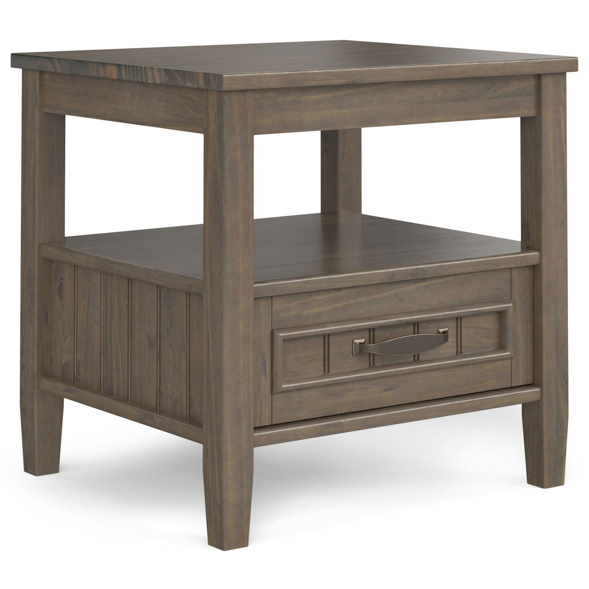 Lev - End Table With Bottom Drawer - Smoky Brown by Simpli-Home | Bel Furniture