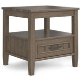 Lev - End Table With Bottom Drawer - Smoky Brown by Simpli-Home | Bel Furniture