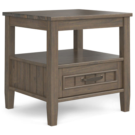 Lev - End Table With Bottom Drawer - Smoky Brown by Simpli-Home | Bel Furniture