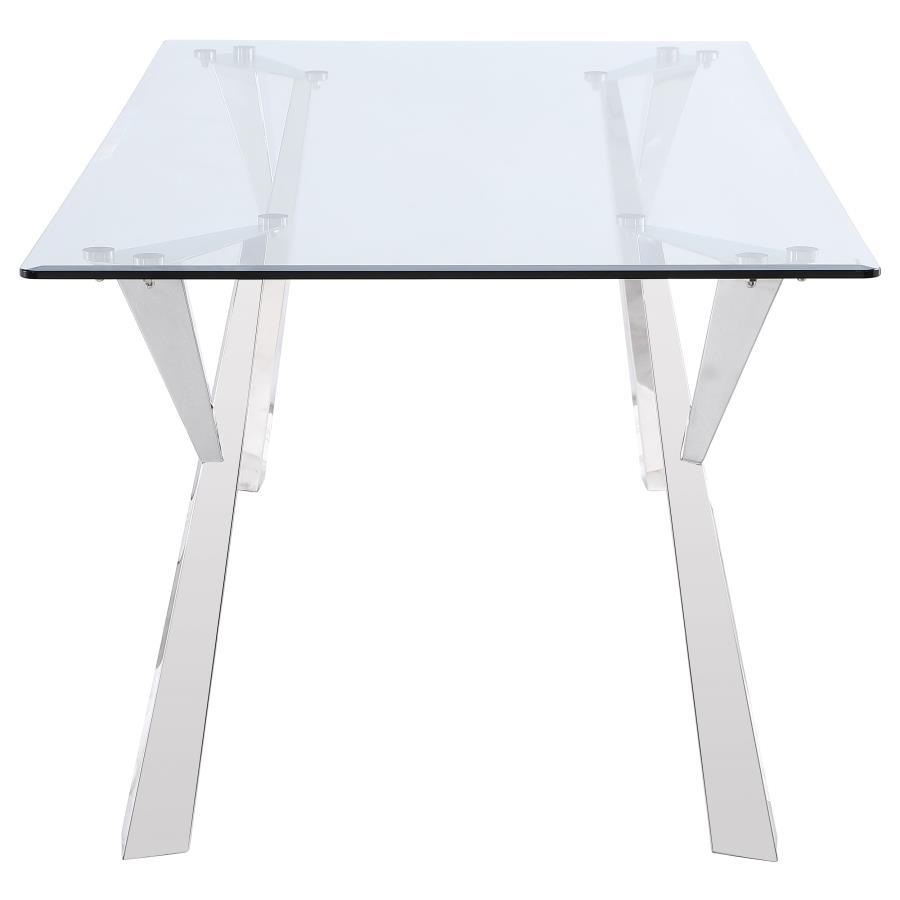 Alaia - Rectangular Glass Top Dining Table - Chrome by Coaster Fine Furniture | Bel Furniture