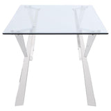 Alaia - Rectangular Glass Top Dining Table - Chrome by Coaster Fine Furniture | Bel Furniture
