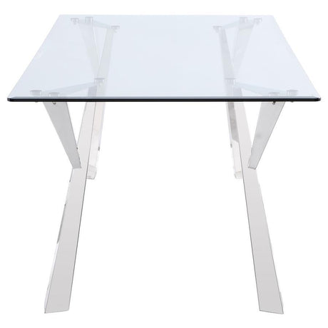 Alaia - Rectangular Glass Top Dining Table - Chrome by Coaster Fine Furniture | Bel Furniture