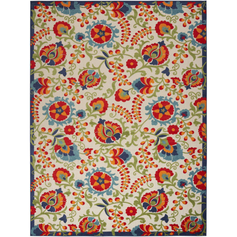 9' X 12' Toile Non Skid Indoor / Outdoor Area Rug - Beige Orange / Red