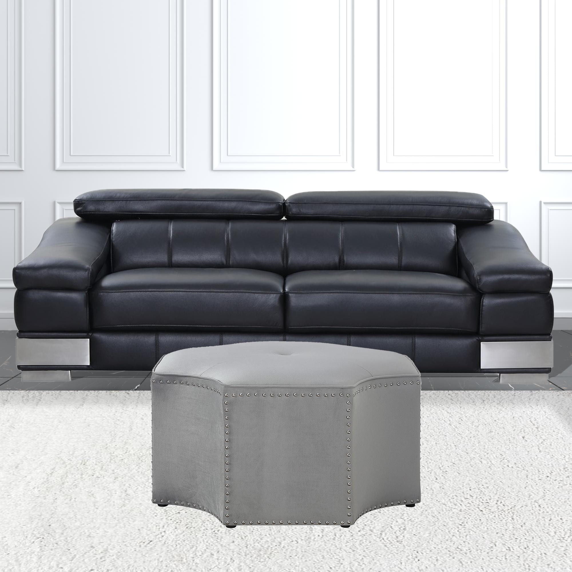 Linen Specialty Cocktail Ottoman - Gray