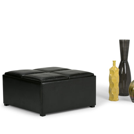Avalon - Square Coffee Table, Storage Ottoman by Simpli-Home | Bel Furniture